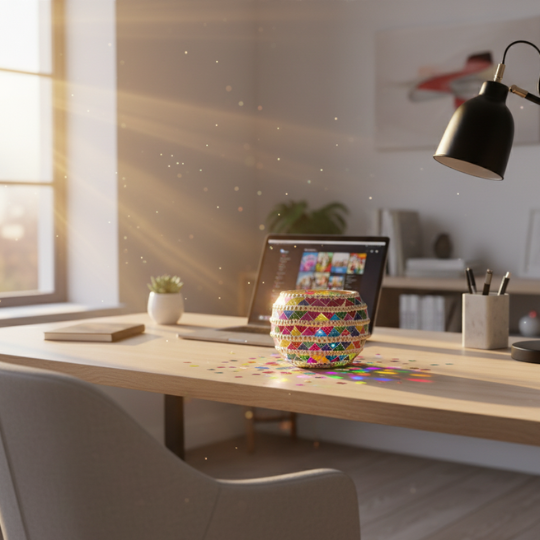 Handcrafted Sacred Glow Glass Table Lamp
