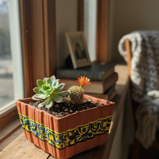 Handpainted Earthtone Terracotta Planter