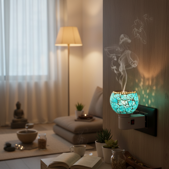 Handcrafted CrystalGlow Glass Shards Camphor & Oil Diffuser Lamp (Kapoor Dani)