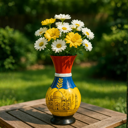 Handpainted Royal Taj Terracotta Vase