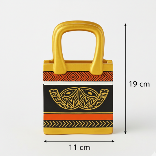 Handpainted Timeless Motif Terracotta Pen/tissue paper Holder