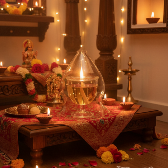 Prakaash Aavritti — Borosil Diya with Glass Cover