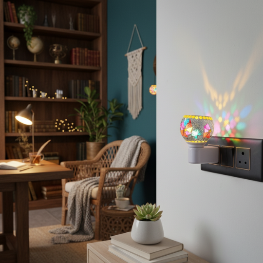Handcrafted PrismicCrest Glass Shards Camphor & Oil Diffuser Lamp (Kapoor Dani)