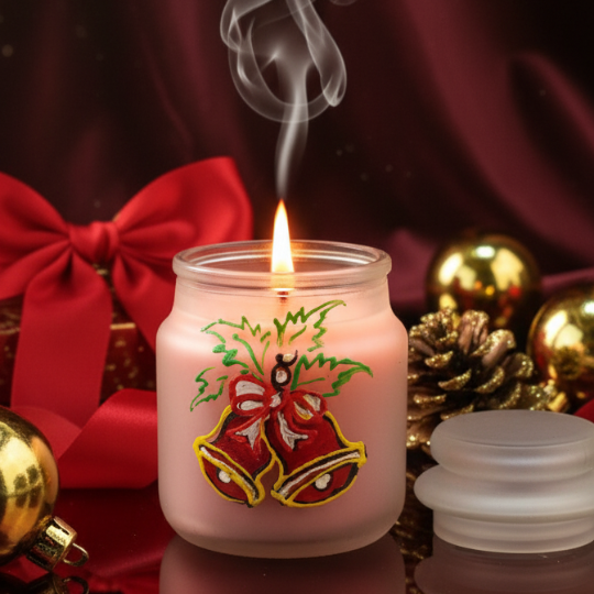HandPainted Santa Noël — Frosted Glass Scented Candle Set (Set of 3) - Christmas Edition