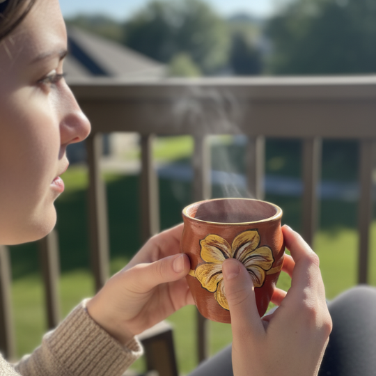 Handpainted Meadow Terracotta Mug ( Set Of 6 )