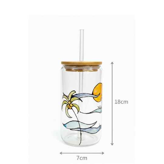 HandPainted Sunnyside Sip — Borosil Glass Sipper